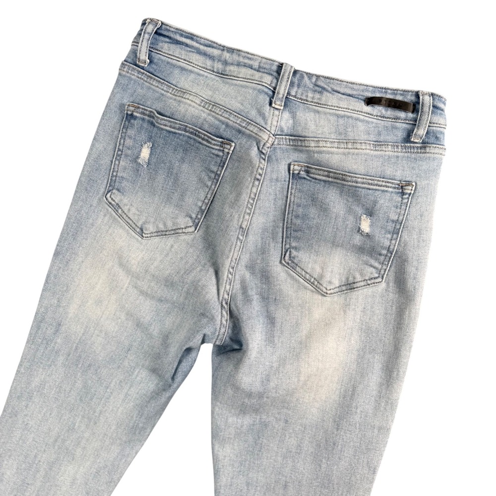 RISEN Womens Light Wash Distressed Cropped Jeans Raw Hem‎ 29x25